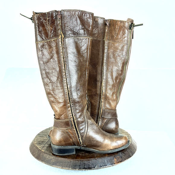 Gianni Bini Boots Womens 6M Brown Leather Buckle Detail Riding Equestrian Moto - Picture 6 of 13